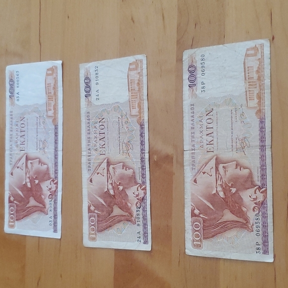 100 Ekaton Greece Banknotes set of 3 - Picture 1 of 6